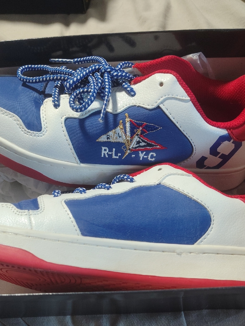 Ralph Lauren Kids Blue, White & Red RL-YC Athletic Sneakers